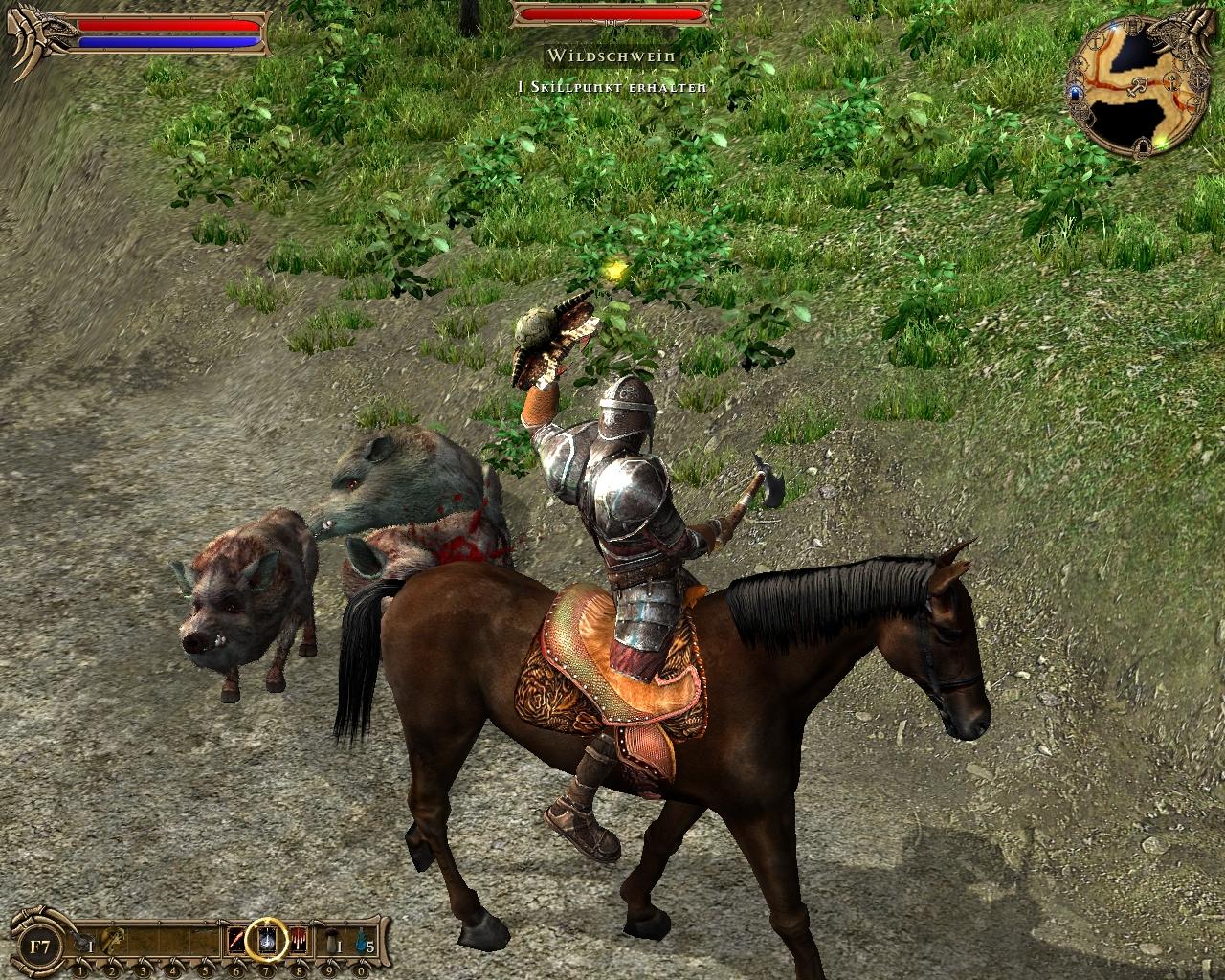 [12/06/2007] Two Worlds - Als eines der ersten Spiele bot Two Worlds kampfkomatible Pferde an. Usus war es bis dahin, erst vom Ross abzusteigen und dann zu kämpfen.