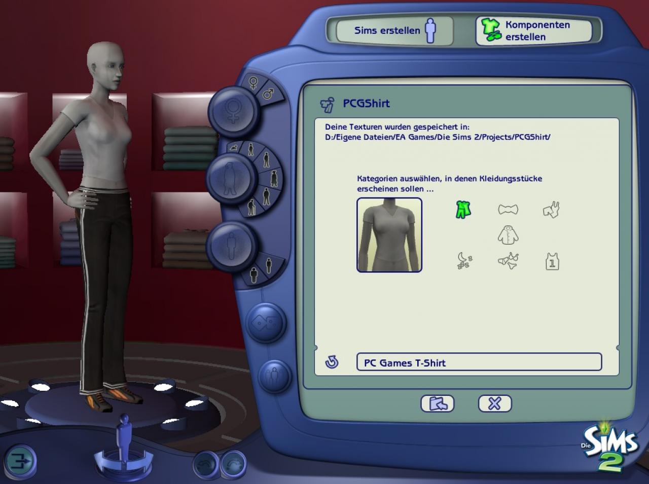 [16/08/2007] Schritt 4 Wir nennen das Projekt PCGShirt und setzen unten links das Häkchen bei „Projektnamen annehmen“. Drücken Sie auf „Abbrechen“, denn wir verändern das Objekt, bevor es ins Spiel kommt.