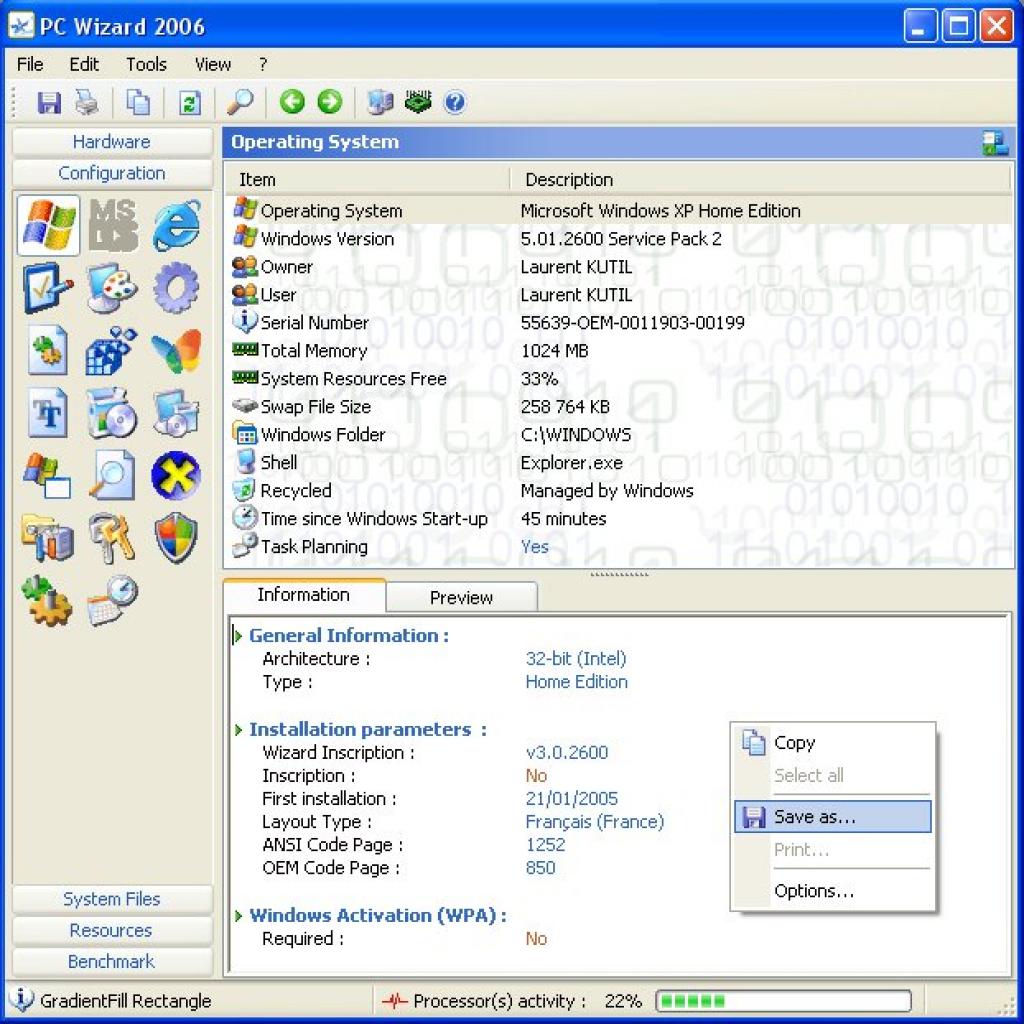 [05/10/2007] Der PC Wizard liefert einen Komplettüberblick über Ihre Hard- und Software (Bild: cpuid.com)