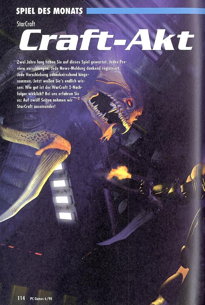 [16/10/2007] Starcraft 1: Test des Blizzard-Strategiespiels in PC Games 06/1998. (1)