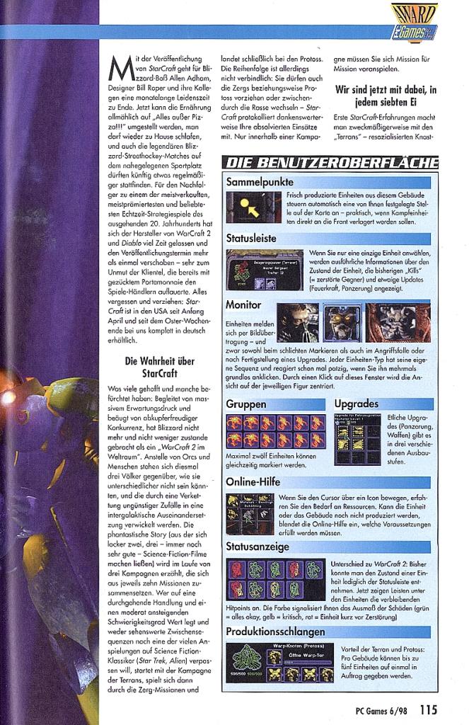 [16/10/2007] Starcraft 1: Test des Blizzard-Strategiespiels in PC Games 06/1998. (2)