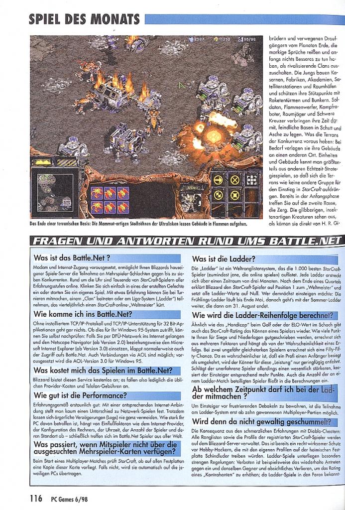 [16/10/2007] Starcraft 1: Test des Blizzard-Strategiespiels in PC Games 06/1998. (3)
