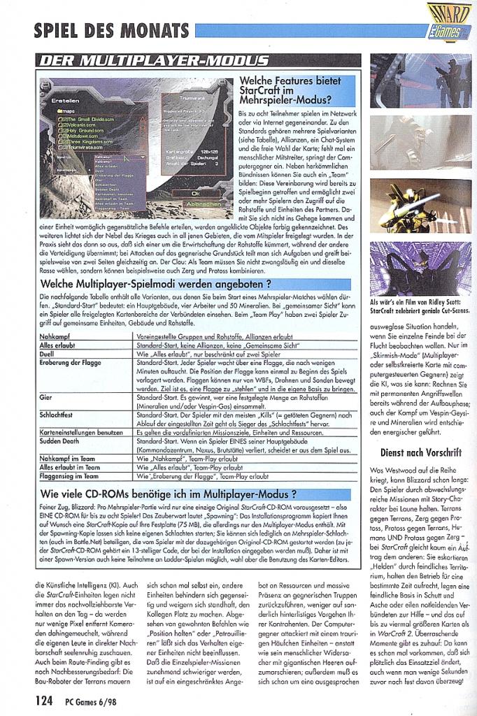 [16/10/2007] Starcraft 1: Test des Blizzard-Strategiespiels in PC Games 06/1998. (10)