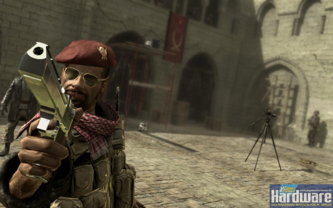 [01/12/2007] Call of Duty 4: Modern WarfareZu Beginn des Kriegsspektakels bekommt der Spieler aus der Ego-Perspektive eine Kugel durch die Rübe. Was für eine netter Empfang!