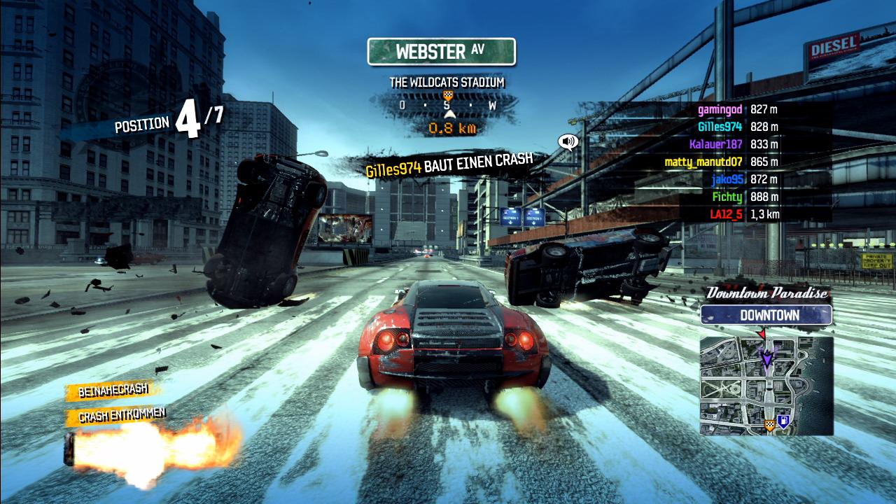 [02/02/2008] Nitro-Boost soll unsere Reisegeschwindigkeit drastisch erhöhen. Das würde es wahrscheinlich auch. Wenn wir es aber in die Motoren einspeisen, wird unser Treibstoff schneller aufgebraucht. Und der wird nicht wie in Burnout aufgeladen, wenn wir knapp am Gegenverkehr vorbeirasen. 