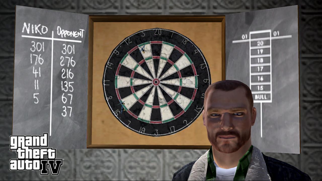 [08/02/2008] GTA 4 - Mannche Bars in Liberty City bieten Dart-Schreiben, die Sie auch benutzen dürfen.