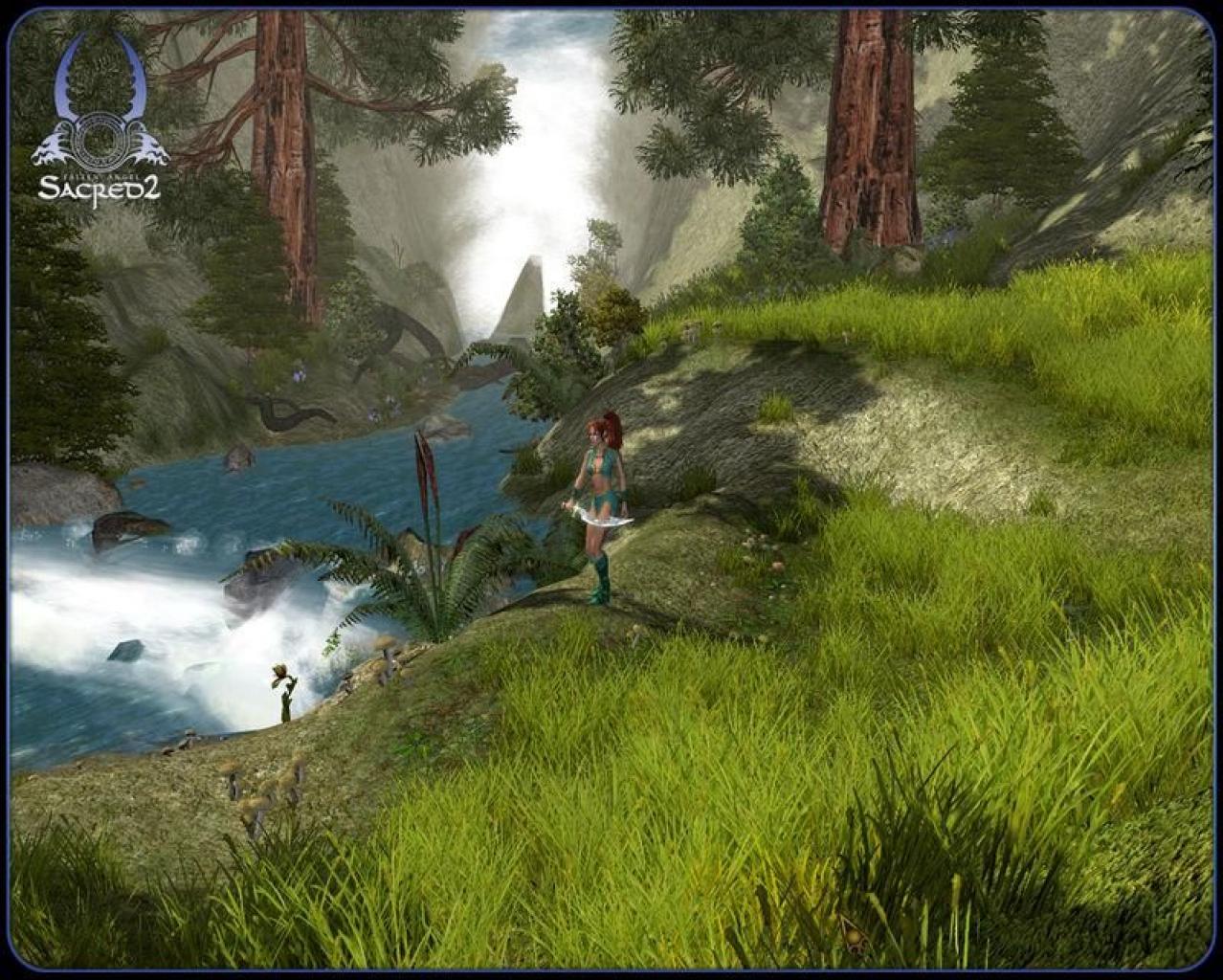 [26/02/2008] Community-Vorschlag: Sacred 2: Fallen Angel verdient sich seinen Platz unter anderem mit diesem Bild. Wasserfall, Fluss, Bäume, Gras: Was will der Naturfreund mehr? 