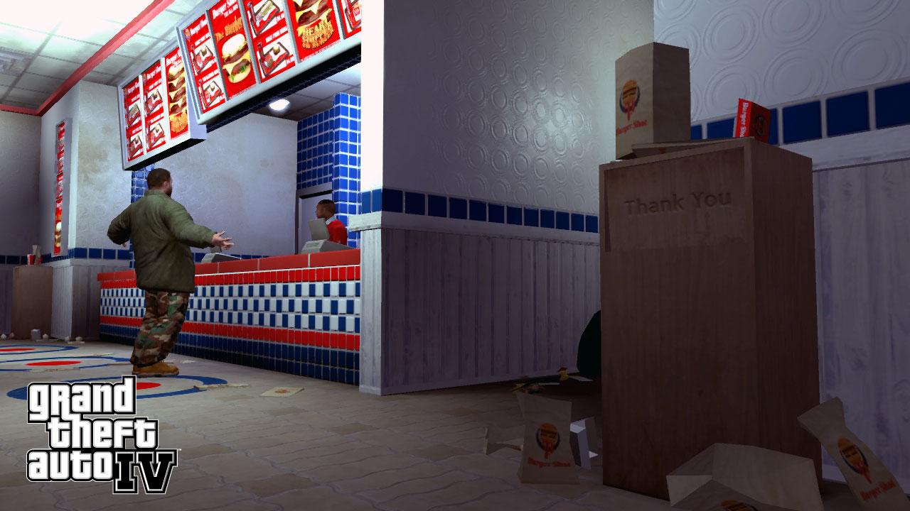 [07/03/2008] Fast-Food statt Ärzten: Wer braucht bei GTA 4 schon Mediziner, wenn es blutet und der virtuelle Tod droht? Es gibt doch Burger-Ketten und Restaurants.
