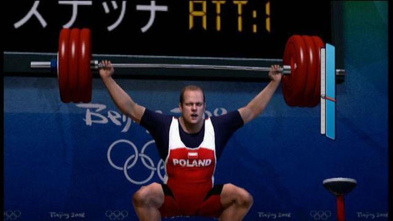 [29/04/2008] Beijing 2008 setzt die Sportevents grafisch ansprechend um: Die Athleten sind schön modelliert und es gibt sogar realitätsnahe Lichteffekte (siehe Gewichte).