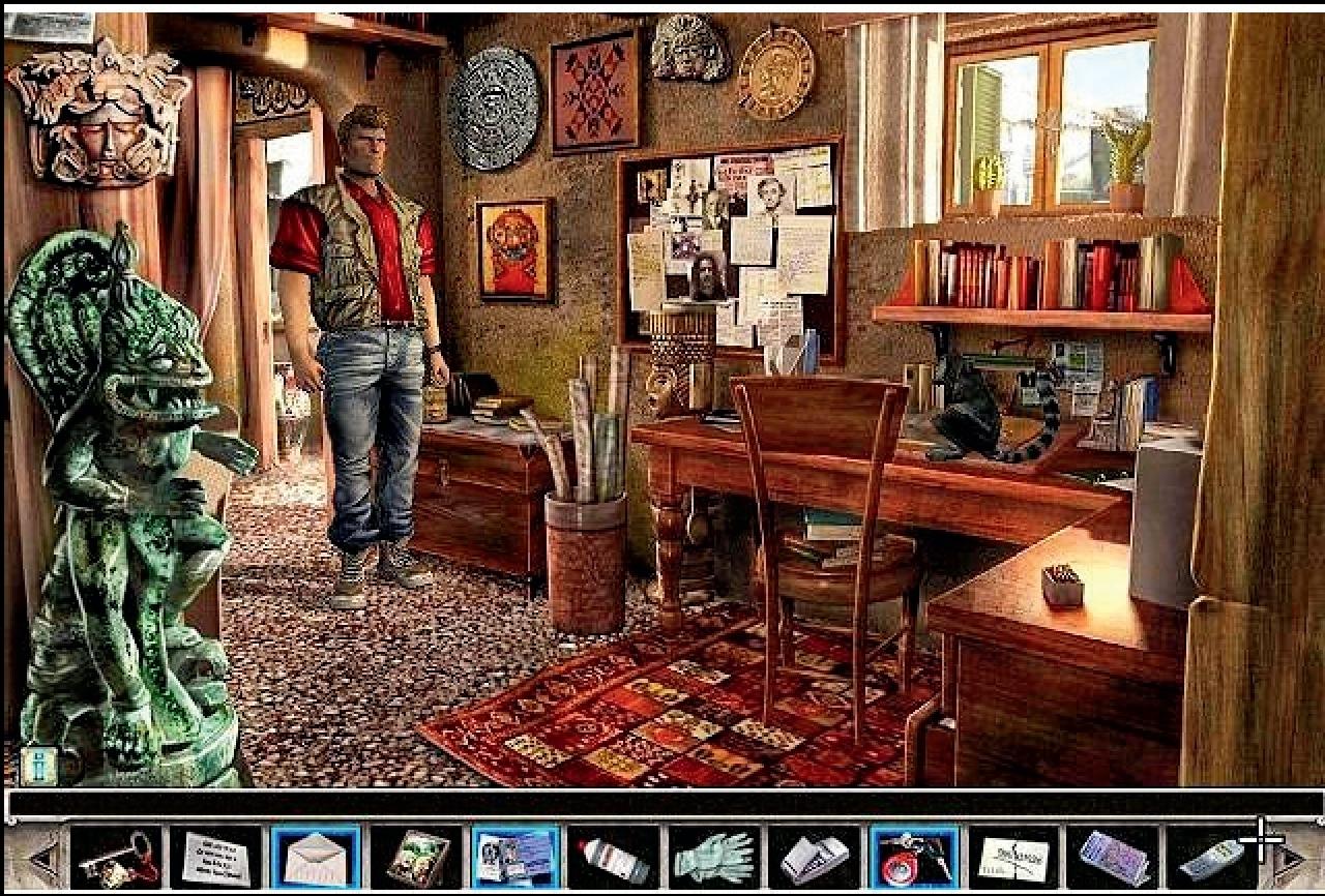 [08/04/2008] 8 - Verstecke & unnütze Hotspots: Mit den heißen Punkten (Hotspots) auf dem Bildschirm interagieren Sie als Spieler. Seit Geheimakte Tunguska ist die (bereits aus Simon 2 bekannte) Anzeige aller Interaktionsmöglichkeiten in Mode gekommen. Ob mit oder ohne: Eigentlich sollten Hotspots logisch, überschaubar und nicht versteckt sein. Diese simple Erkenntnis hält Designer aber nicht davon ab, ihre Szenarien mit anklickbarem Nonsens stärker zu füllen als handelsübliche Adventskalender. So sind im Adventure Das Eulemberg-Experiment etwa dutzende Gegenstände im Haus laut Spiel-Engine relevant – Interaktion ist damit nicht möglich, derCharakter gibt nicht mal eine Beschreibung von sich. Ähnlich furchtbar: winzige Hotspots,die darauf warten, mit der Feinmotorik eines Nanoroboters anvisiert zu werden. 