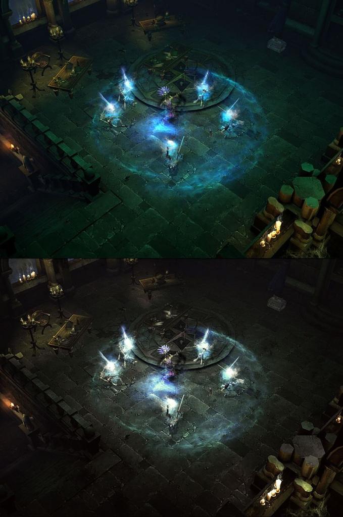 [05/08/2008] Diablo 3 sei viel zu bunt, beklagten sich die Spieler und begannen ihre Vorstellung von dem Grafikstil umzusetzen. Unten seht ihr einen Fanentwurf, oben das Original.