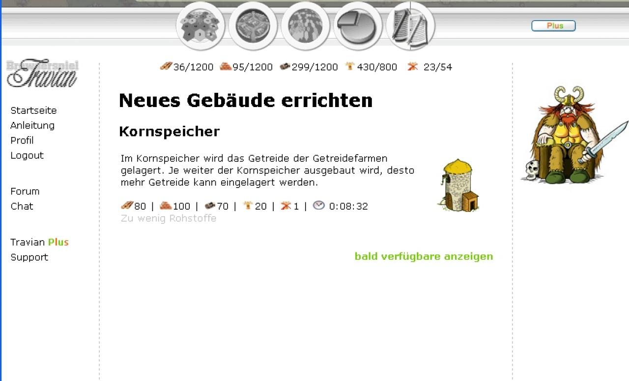 [28/11/2008] Den Kornspeicher sollten Sie möglichs bald ausbauen.