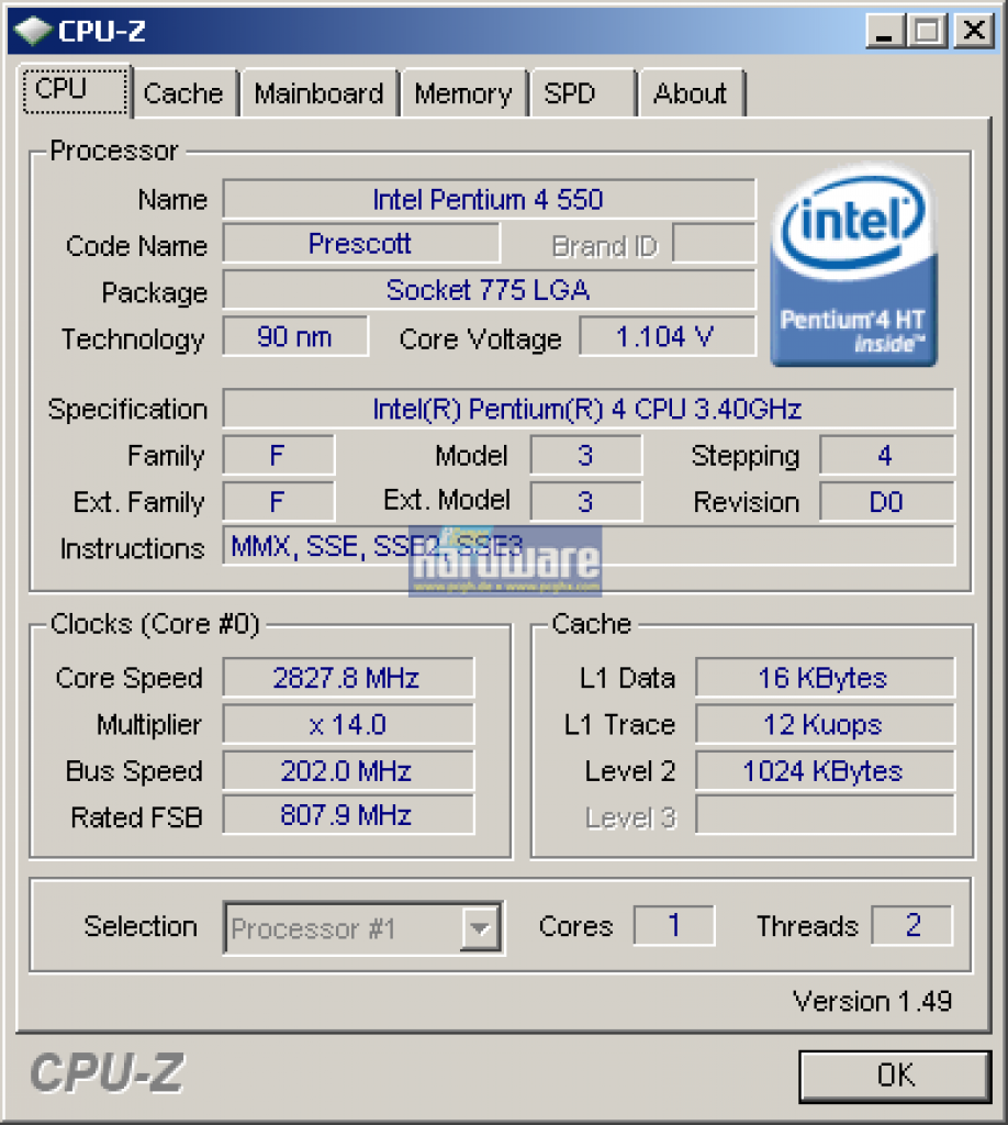 [05/12/2008] CPU-Z verrät sämtliche Details Ihres Prozessors. (1)