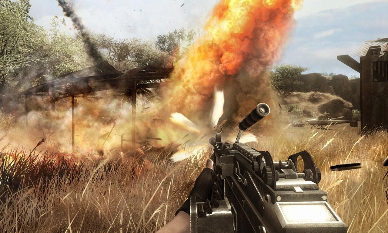 [17/12/2008] Far Cry 2: Druckvolle Explosionen, gesprengte Häuser und Feuer, dass ich abhängig von Windrichtung und -geschwindigkeit verbeitet - Far Cry 2 bietet tolle Physik-Effekte, die zum Experimentieren einladen.