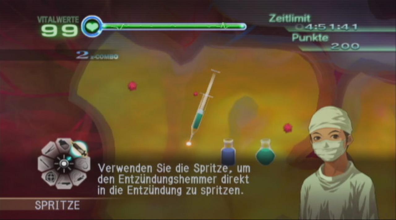 [15/12/2008] Du selbst wirst im Trauma Center: New Blood unfreiwillig zu einem Arzt, den man niemandem empfehlen würde. Du meinst es vermutlich nur gut, aber mit der Wii-Fernbedienung ein Skalpell über eine Wunde zu führen, endet meist eher tödlich.