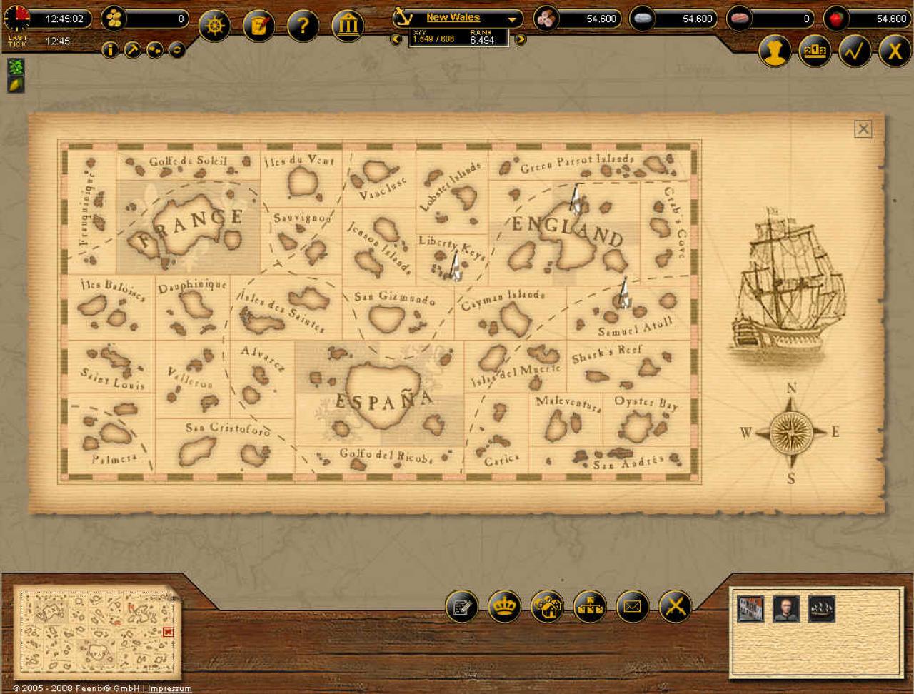 [07/01/2009] Die Weltkarte von Age of Pirates absuchen lohnt sich: Viele ergiebige Inseln liegen unbebaut brach.