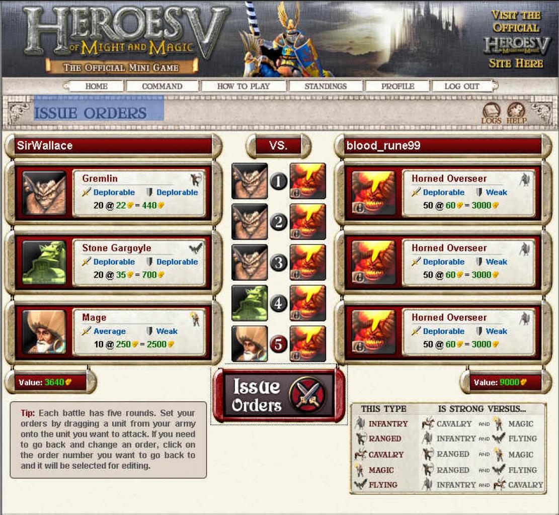[15/01/2009] Vor jedem Heroes-Mini-Kampf sollten Sie sich die Einheiten Ihres Kontrahenten genau ansehen.
