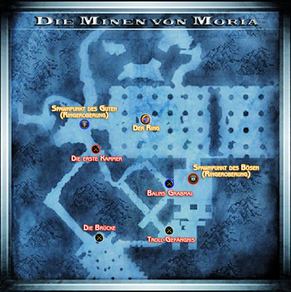 [14/01/2009] Die Minen von Moria bieten eine dreifache Herausforderung: »Ringeroberung«, »Eroberung« und »Team-Deathmatch«. Die Karte variiert dabei von Szenario zu Szenario – bei der »Ringeroberung« befinden sich die Heimatstützpunkte beispielsweise viel näher bei der großen zentralen Kammer -, also machen Sie sich mit den verschiedenen Varianten vertraut, um sich den Grundriss der unterirdischen Höhlen genau einzuprägen!Tipps & Tricks: Ringeroberung- Das Team des Guten kann seine Basis mit Hilfe von Bogenschützen auf den erhöhten Positionen leichter verteidigen, während sich das Team des Bösen darauf konzentrieren sollte, den Korridor zu seiner Basis mit den Feuerwänden des Zauberers unter Kontrolle zu halten.- Sparen Sie sich Ihre Energie für Kämpfe auf Leben und Tod auf, oder um sie gegen die Gruppe eines feindlichen Ringträgers einzusetzen.- Am Eingang zur Basis jedes Teams befinden sich Engpässe.- Sie können die Säulen in der Großen Halle als Deckung nutzen.- Wenn das Team des Bösen vorn liegt, erhalten Sie Lutz. Der überragende Bogenschütze verleiht Saurons Armee jede Menge zusätzliche Feuerkraft. Nutzen Sie den Zoom und konzentrieren Sie sich auf Kopftreffer, die beim ersten Schuss tödlich sind, besonders gegen den sich langsamer bewegenden feindlichen Ringträger!Tipps & Tricks: Eroberung- Es gibt vier Kontrollpunkte auf dieser Karte. Sichern Sie sich den Sieg, indem Sie drei davon über einen längeren Zeitraum hinweg besetzt halten, oder gehen Sie in Führung und verteidigen Sie zwei Eroberungspunkte, bis die Zeit abgelaufen ist.- Der Wiedereinstiegspunkt beim Trollgefängnis ist knifflig. Materialisierende Spieler tauchen im Innern des Gefängnisses auf, außer Sicht des Eroberungskreises. Passen Sie auf, dass hier nicht unversehens irgendwelche Gegner erscheinen und Sie überrennen, während Sie versuchen, den Punkt für Ihre Seite zu sichern!- Setzen Sie auf schmalen Treppen und Brücken Angriffe ein, die Ihre Gegner nach hinten - und über die Kante - schleudern, um sie sich zügig vom Hals zu schaffen!- Der anfängliche Kontrollpunkt des »guten« Teams lässt sich leicht einnehmen und halten, da Ihre Bogenschützen jeden wichtigen Engpass unter Beschuss nehmen können, der zu den Kontrollpunkten führt.- Der Zauberer kann seine Feuerwand oder Blitzschläge einsetzen, um eine Treppe von einer anderen aus zu beharken, ebenso wie der Bogenschütze dies mit einem Brandpfeil, Giftpfeil oder Multipfeil zu tun vermag. Selbst die Sprengbombe des Kundschafters kann sich als wirkungsvoll erweisen, wenn man sie von einer Plattform auf die nächste schleudert.- Abblocken kann sich für Krieger in einem Eroberungsbereich als wirkungsvolle Strategie erweisen. Sie sind damit in der Lage, einen Kampf in die Länge zu ziehen, was von großem Vorteil ist, wenn sich Ihre Verstärkung bereits auf dem Weg befindet.Tipps & Tricks: Team-Deathmatch- Halten Sie auf der hölzernen Plattform in der Nähe des belebtesten Wiedereinstiegspunkts nach Möglichkeiten für einen Hinterhalt Ausschau. Sie können hier Position beziehen, das Kampfgeschehen unter sich beobachten und über den Rand treten, um mit einem Satz hinter Ihrem nächsten potentiellen Opfer zu landen.- Greifen Sie in großer Zahl an, wann immer möglich. Deathmatches gewinnt man mit Teamarbeit, da das Konzentrieren der Feuerkraft auf schwächere Gegner beinahe augenblicklich schweren Schaden verursacht und die Feinde häufig komplett auslöscht.- Zauberer können sich als verheerende Kraft erweisen, wenn sie in der Nähe von Eroberungspunkten ungestört Schalten und Walten. Dann sollten Kundschafter hinter den Schild des Zauberers schlüpfen – besonders, wenn er damit auch Bogenschützen schützt - und ihn umgehend unschädlich machen. Selbst, falls es Ihnen nicht gelingt, den Zauberer beim ersten Versuch von hinten zu erdolchen, deaktivierten Sie bei einem Treffer seinen Schild und machen ihn so anfällig für die Angriffe Ihrer Verbündeten.- Einige der Rampen in den Minen können zusammenbrechen, wenn ein Spieler den in der Nähe befindlichen Hebel betätigt. Das ist eine großartige Methode, um auf einen Schlag einige Abschüsse zu sammeln, wenn nichts ahnende Gegner über die Rampe auf Sie zustürmen. Achten Sie bloß darauf, mit dieser Todesfalle nicht aus Versehen Ihre Verbündeten ins Jenseits zu befördern!