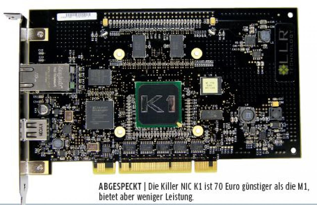 [21/01/2009] AbgespecktDie Killer NIC K1 ist 70 Euro günstiger als die M1, bietet aber weniger Leistung.
