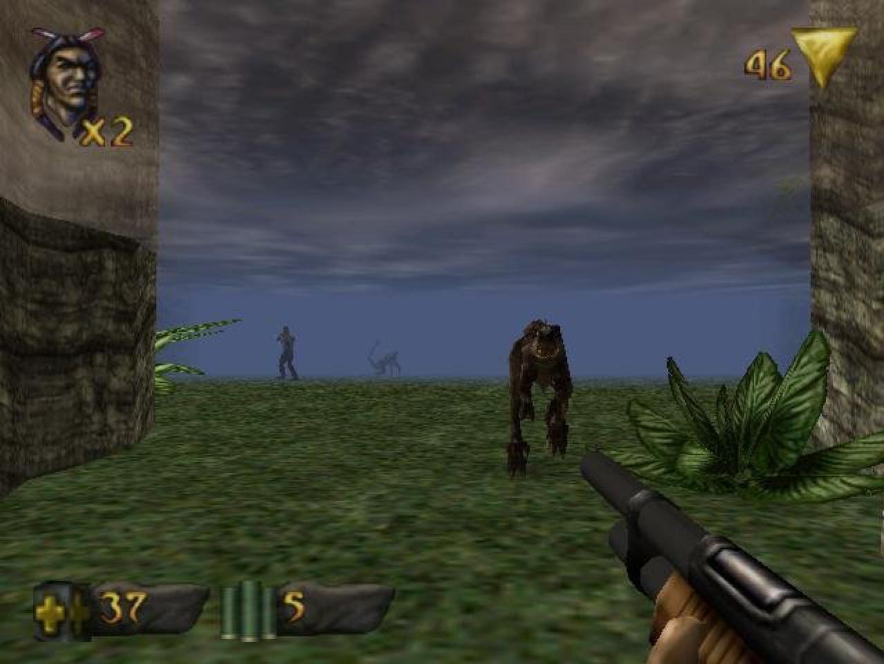 [22/01/2009] Turok: Dinosaur Hunter (dt.)Das älteste Turok-Spiel gefällt uns besser als das jüngste, der Hüpfpassagen wegen. Früher (die PC-Version erschien 1997) bestand ein Ego-Shooter nicht nur aus Schießen, sondern auch aus Jump&Run und „Bitte sammlen Sie X-Anzahl von Y-Dingen auf“. Im Falle von Turok: Dinosaur Hunter (dt.) waren das goldene Dreiecke.Größter Unterschied zum Dschungel-Camp: Ein echter Kerl.