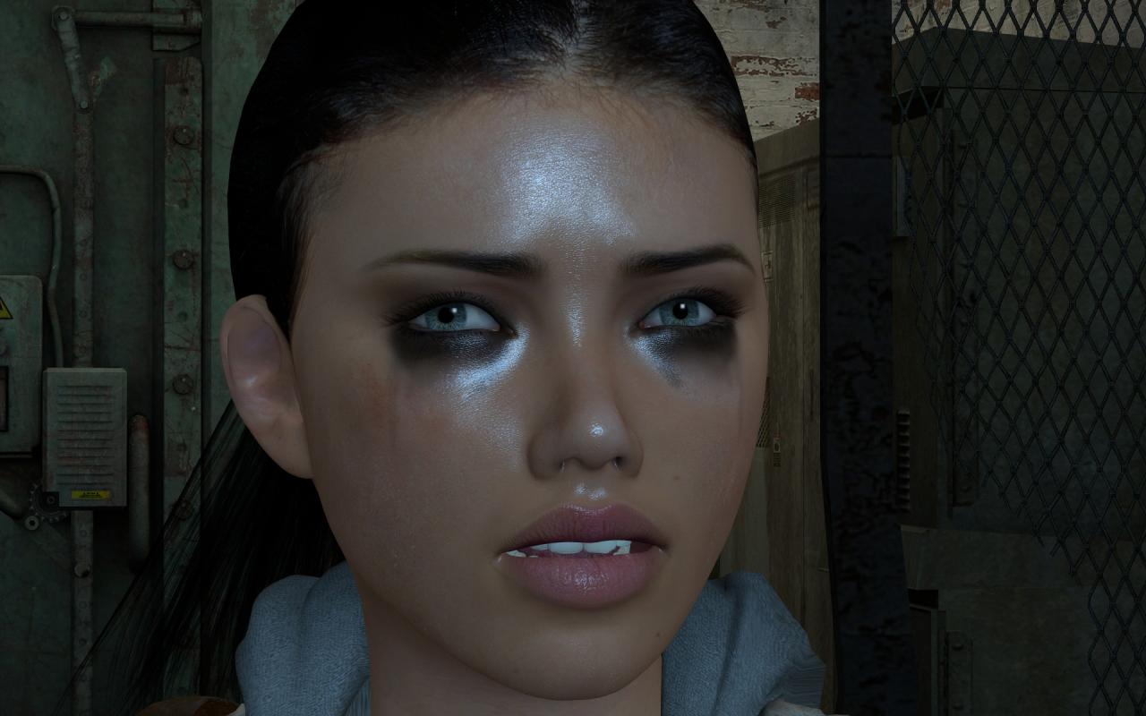 [17/01/2009] Alyx im Adriana-Style und mit verschmierter Schminke. Cinematic Mod v9.5: Screenshot aus der alten Version der Half-Life 2-Mod.