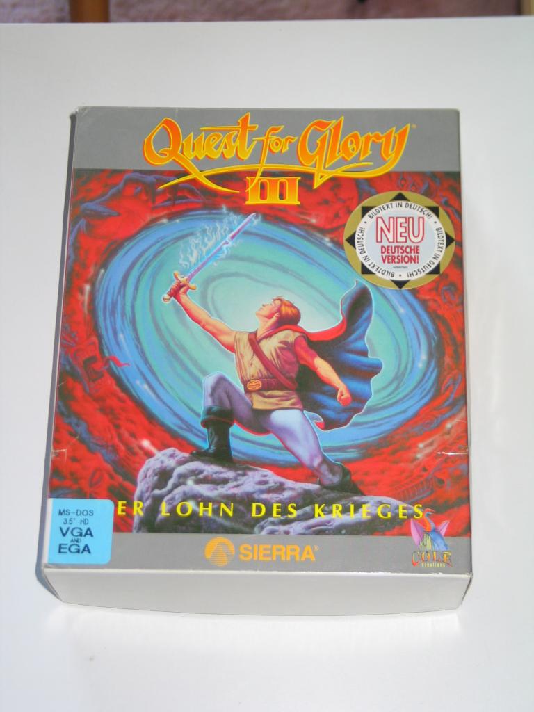 [08/01/2009] Eingesendet von Oliver Hoelzl (golani79) - Quest for Glory 3 aus dem Jahre 1992 (Zwei Jahre später erschien die CD-Version). Auf dem Cover fehlt ein Komma. Korrekt müsste es heißen: 