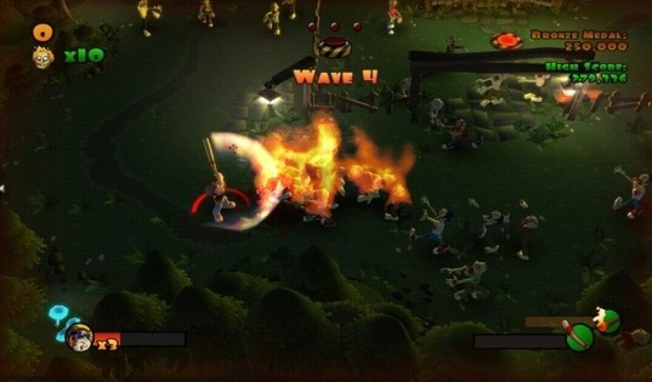 [09/02/2009] Leservorschlag - Burn Zombie Burn! ist ein Dualstick-Shooter, in dem ihr mit Hilfe verschiedener Waffen, darunter Baseballschläger und Flammenwerfer, auf Punkte- und Zombiejagd geht. Das Blut in der deutschen Version ist jedoch grün.