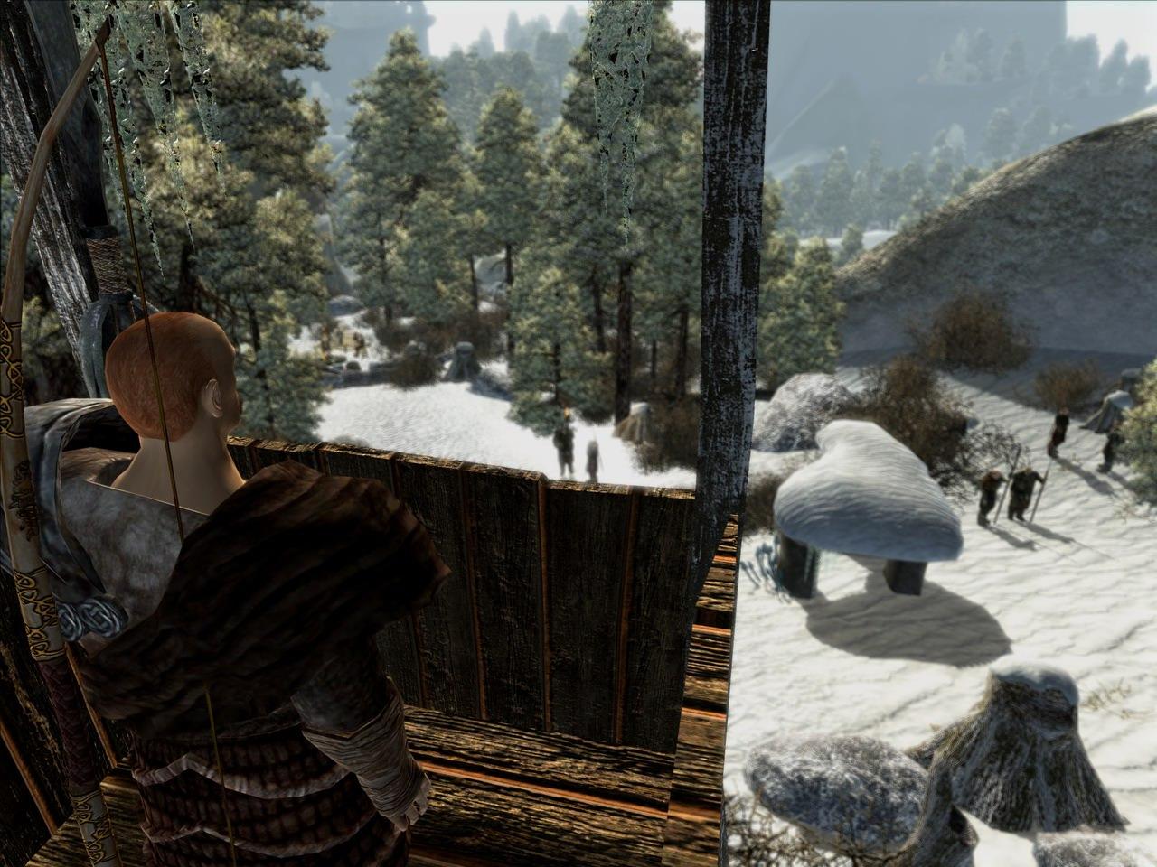 [30/03/2009] Gothic 3 [br]Von den Vorposten der einheimischen Clans bietet sich ein unvergesslicher Ausblick auf die Tannenwälder und Gebirge der Region Nordmar. Außerhalb der befestigten Anlage ist gefährlich: Wilde Tiere und schwer bewaffnete Orks streifen durch das Land.