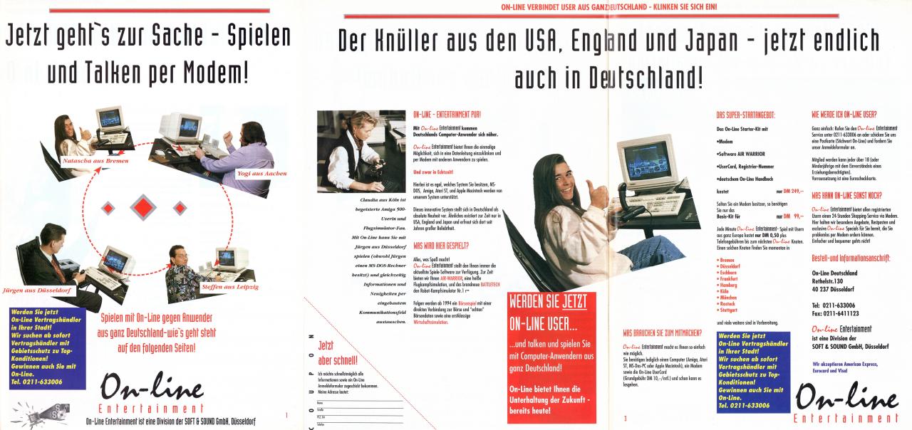 [11/03/2009] Ein Schnäppchen! Gerade mal 50 Pfennig pro Minute plus Telefongebühren plus 10 DM monatliche Grundgebühr. Nehmen wir mal an, damals hätte es World of Warcraft schon gegeben, durchschnittliche Spieldauer pro Tag: Drei Stunden. 3 Stunden x 7 Tage = 21 Stunden. 21 Stunden x 4 Wochen = 84 Stunden. 84 Stunden x 60 = 5040 Minuten. 5040 Minuten x 0,50 DM = 2520 DM + 10 DM + 15 DM (WoW-Abo) = 2545 DM. Das entspricht rund 1275 Euro. Wie gesagt, ein echtes Schnäppchen!