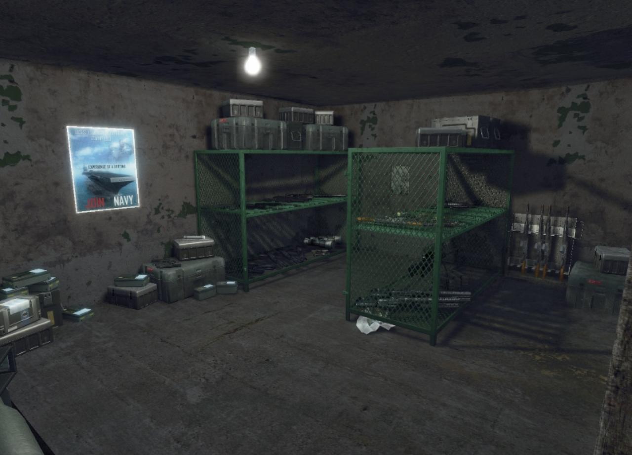[15/03/2009] Screenshot aus FarCrysis: Die Waffenkammer ist bereits gefüllt.