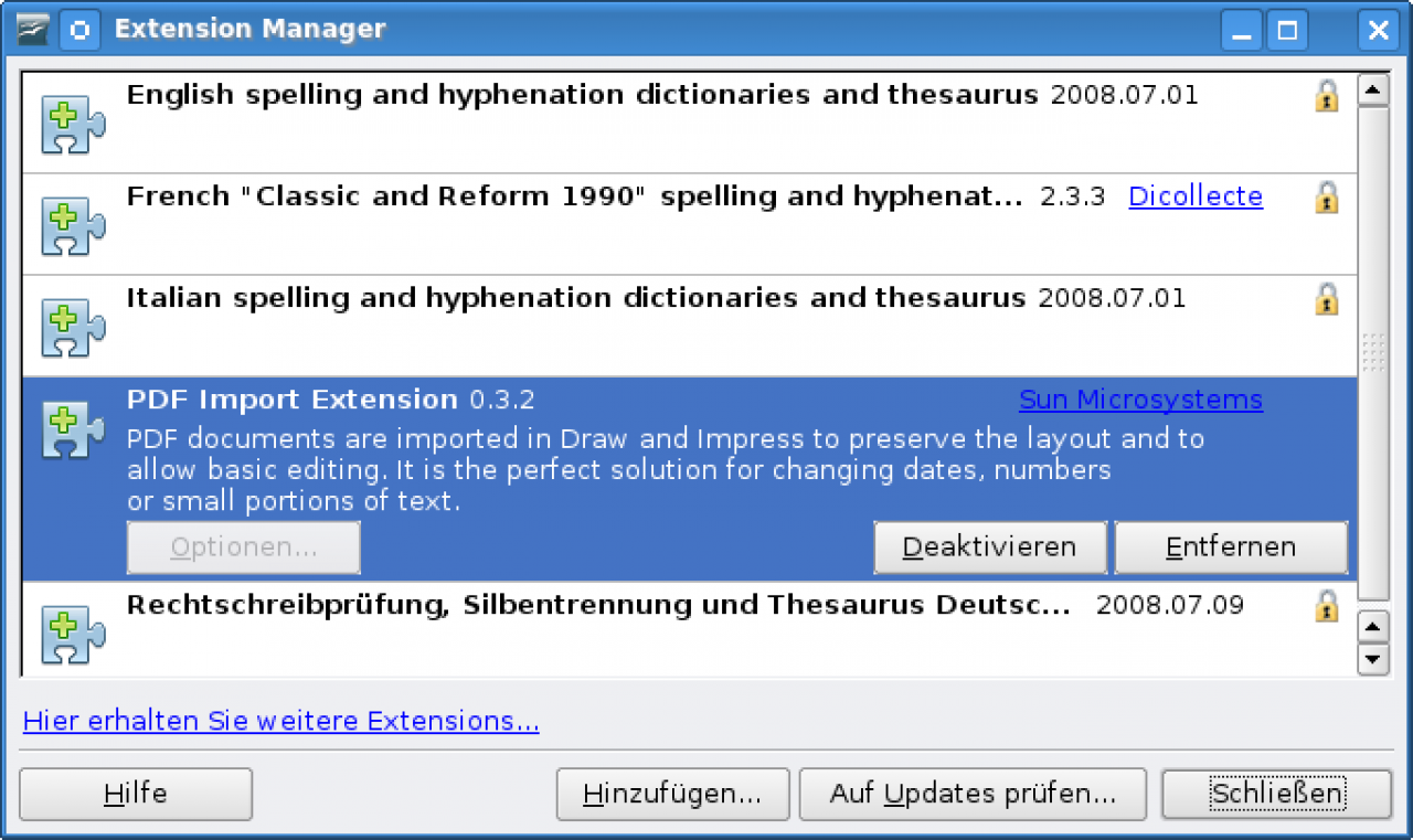 [07/05/2009] Open Office Extensions