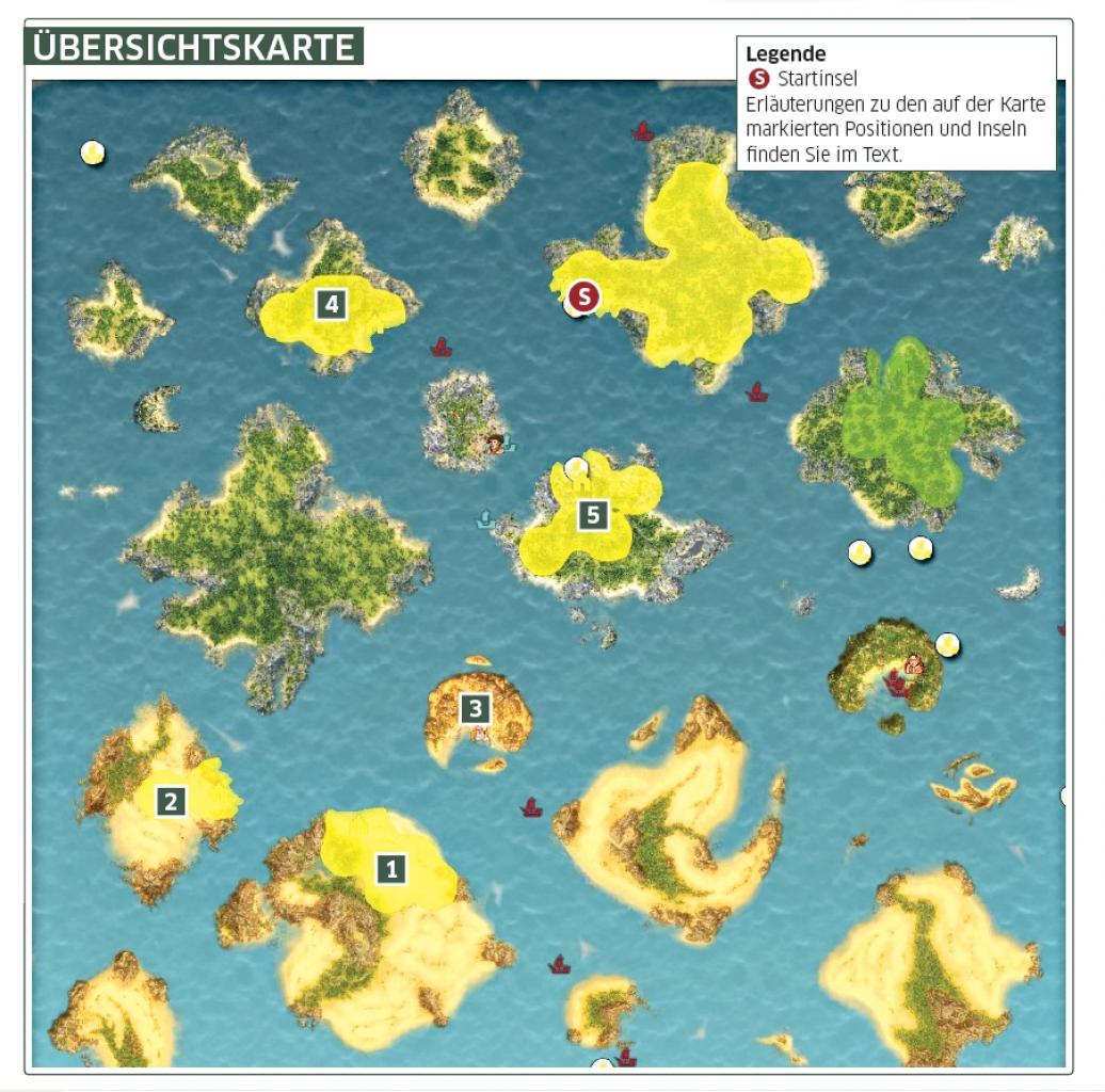 [23/06/2009] Anno 1404 - Komplettlösung: Übersichtskarte zum Szenario 