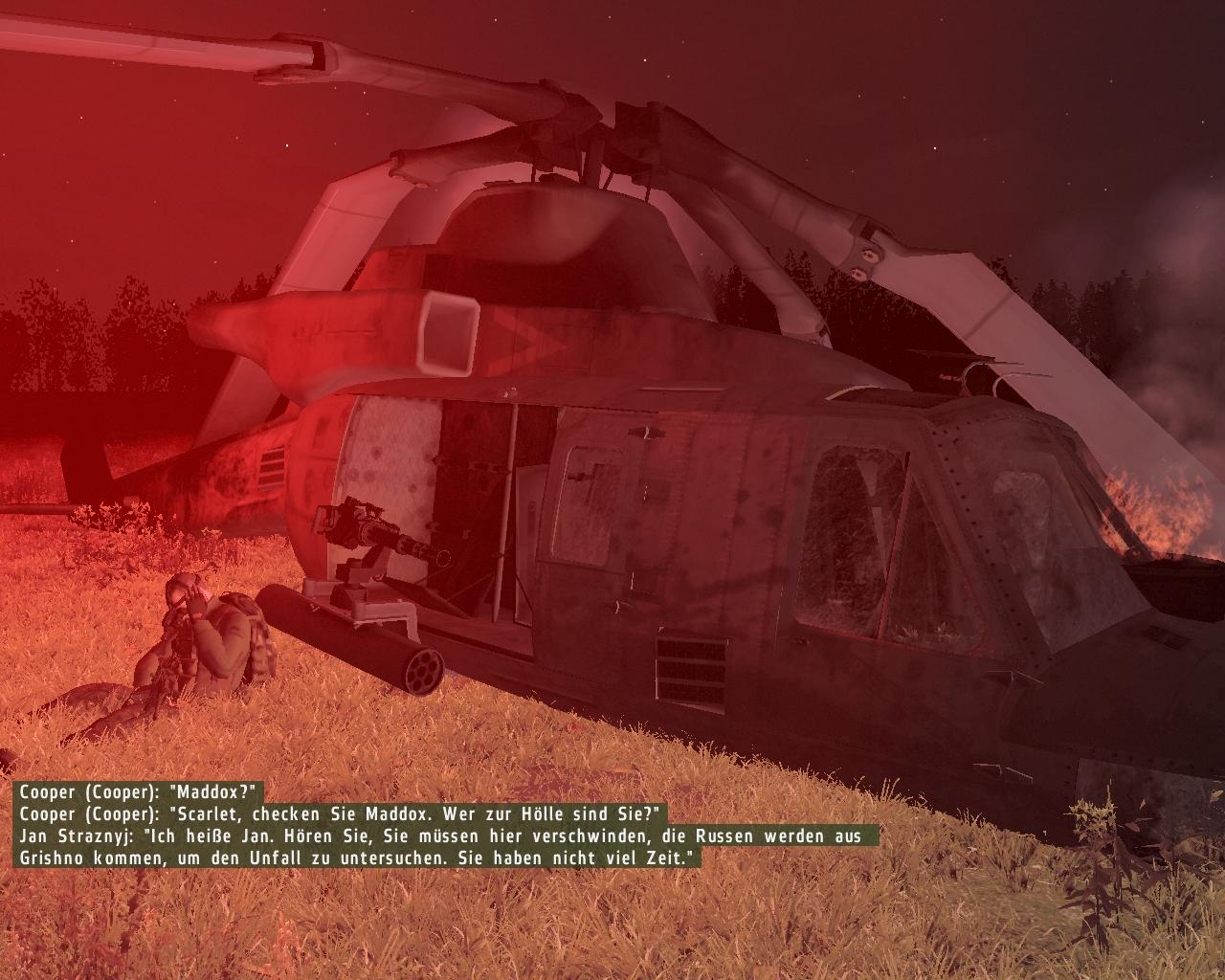 [19/06/2009] Unsere Flucht mit dem Hubschrauber wird jäh gestoppt, bei der anschließenden Jagd in totaler Finsternis genießen wir die spannende Atmosphäre. Ein seltenes Erlebnis! Wir sind noch nicht mal in der Nähe des Ziels, da beendet eine Sequenz schon die Mission.