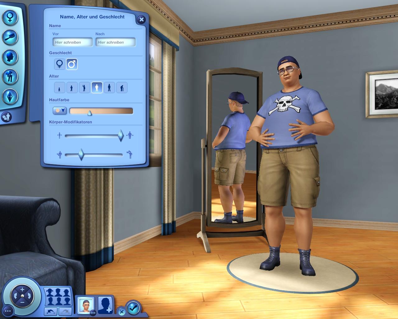 [04/06/2009] Mit dem leistungsfähigen Editor können Sie Ihre eigenen Charaktere erstellen. Jedes körperliche Detail lässt sich stufenlos verändern. Sie können auch die Kleidung Ihrer Sims aussuchen. 