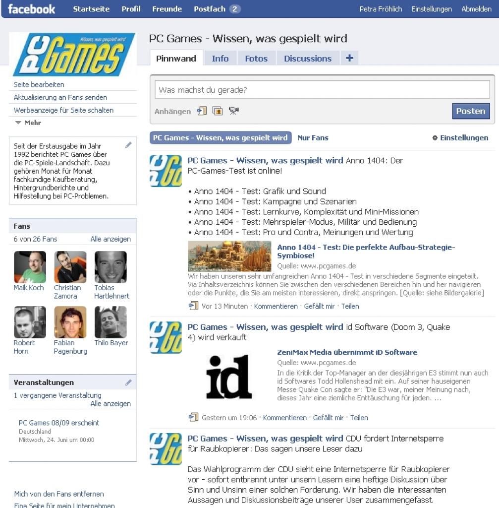 [25/06/2009] PC Games auf Facebook