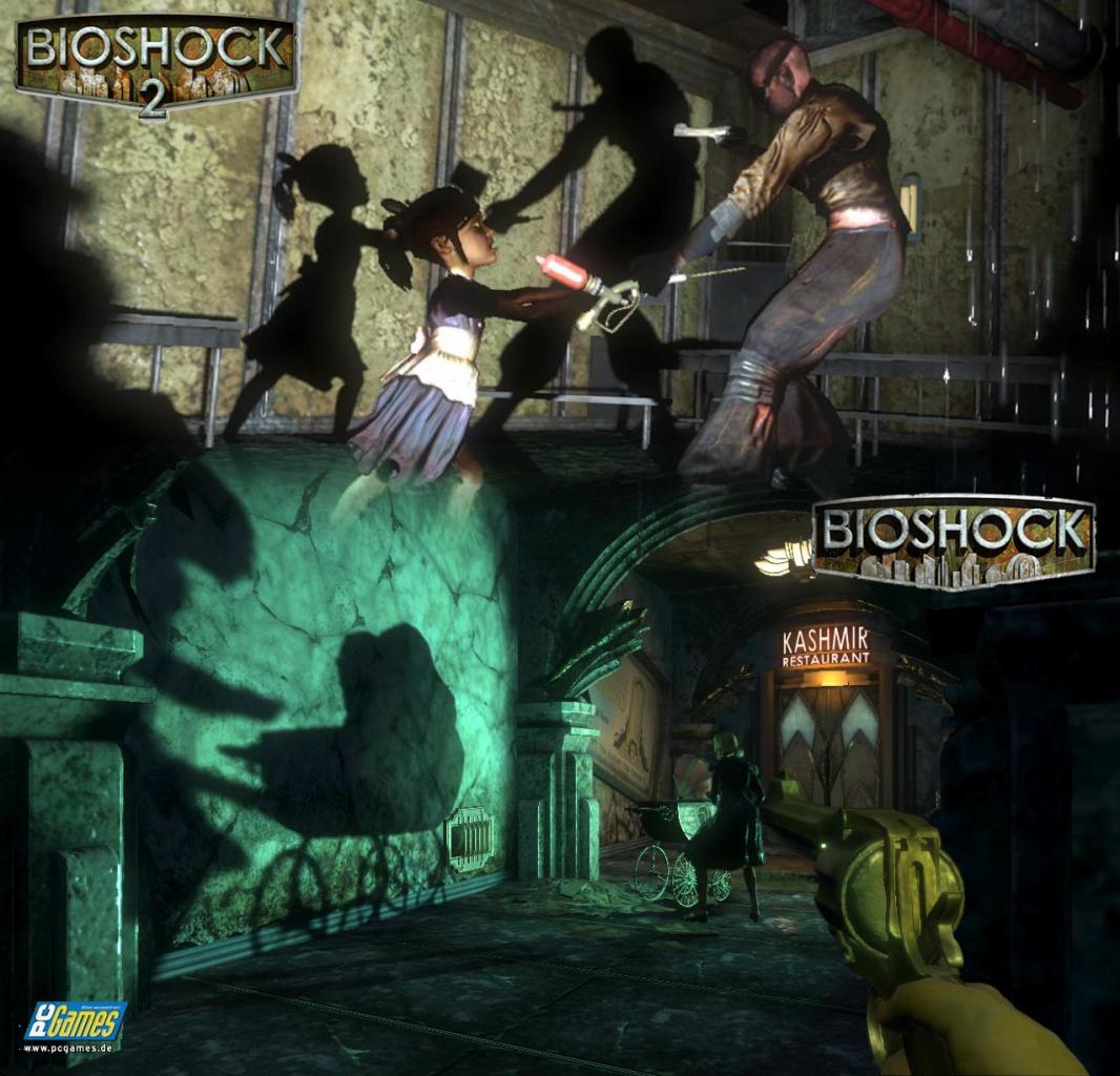 [20/06/2009] Schattenspiele: Bereits in Bioshock sorgten die hier gezeigten Schatten für eine düstere und beklemmende Atmosphäre. Die dürfen natürlich auch in Bioshock 2 nicht fehlen.