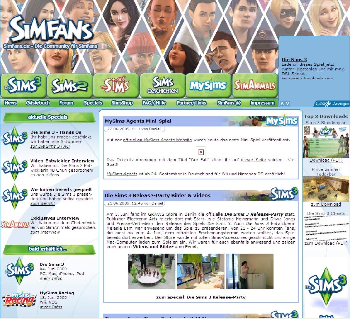 [22/06/2009] Daniel Reutter von simfans.de über Die Sims 3.