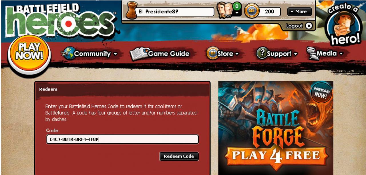 [29/07/2009] 4. EINGEBEN: Tippen Sie den Code von der Papphülle in die weiße Zeile und klicken Sie anschließend auf den schwarzen Button „Redeem Code“.