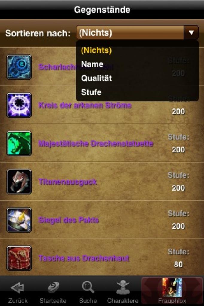 [17/07/2009] Das World of Warcraft-Arsenal als mobiles Arsenal für das iPhone. (4)