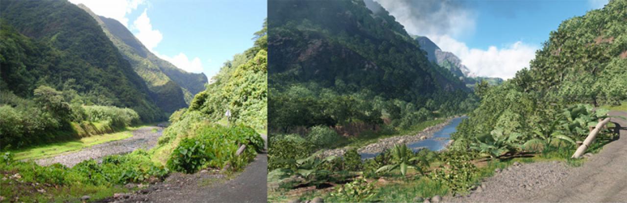 [24/07/2009] Der Edelshooter Crysis sorgte bereits im Vorfeld seiner Veröffentlichung mit diesen Bildervergleichen für offene Münder. Auch hier kommt wieder Ihr geschultes Auge zum Einsatz. Auf welcher Seite wird wohl die CryEngine 2 gezeigt? (10)