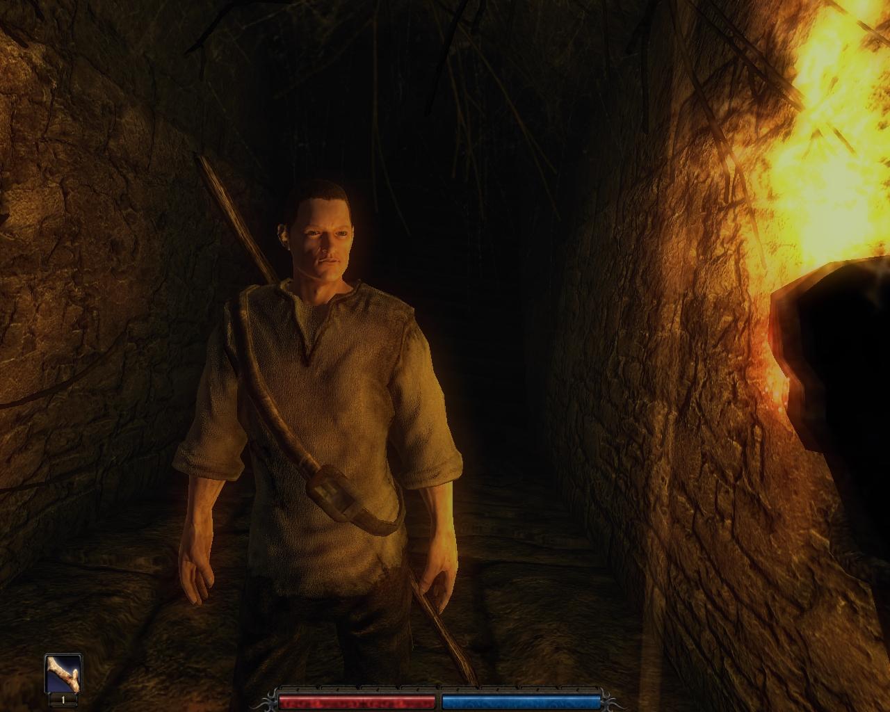 [27/08/2009] On his way the hero arrives at building that appears to be some sort of temple. He decides to investigate its catacombs. 
