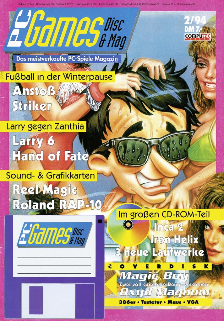 [09/09/2009] PC Games Ausgabe 02/94 - Titelthema: Larry 6 - Hand of Fate