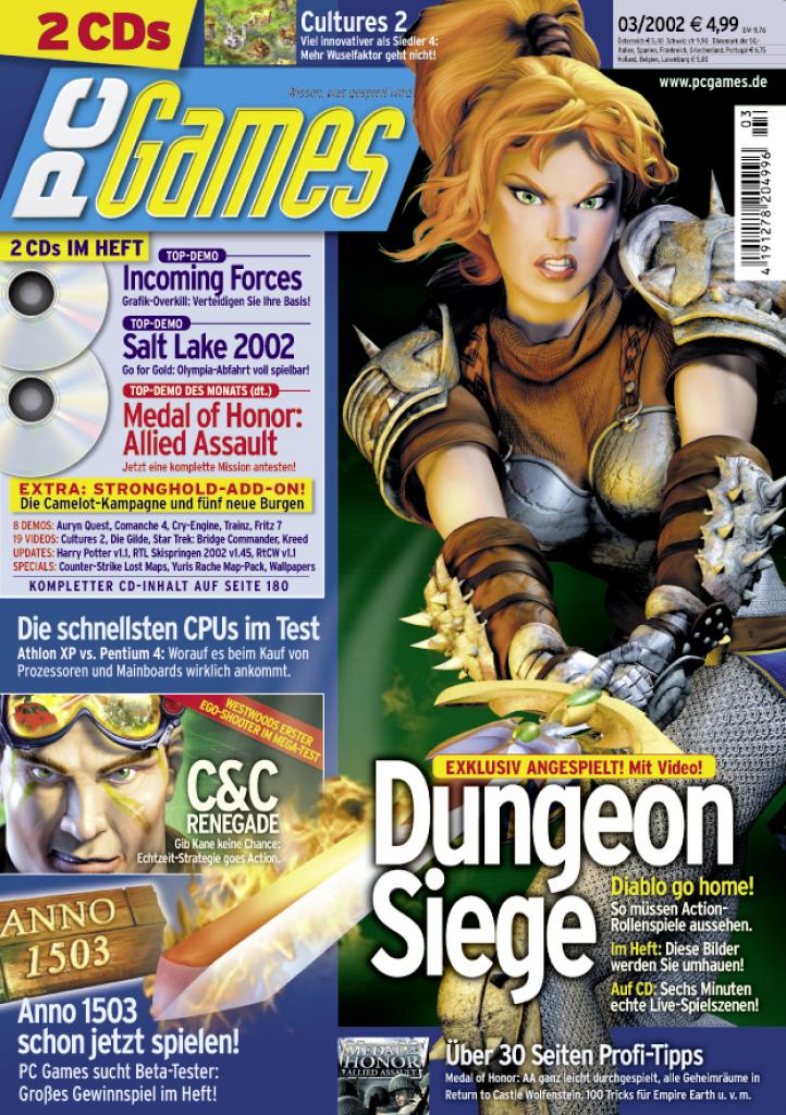 [10/09/2009] PC Games Ausgabe 03/02 - Titelthema: Dungeon Siege