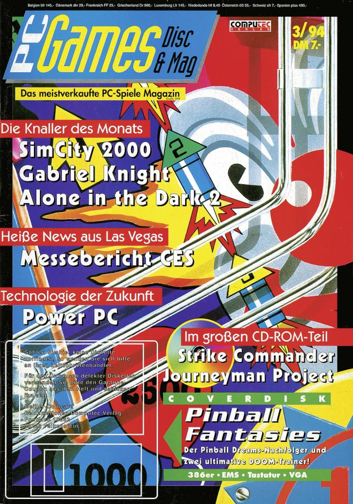 [09/09/2009] PC Games Ausgabe 03/94 - Titelthema: Pinball Fantasies
