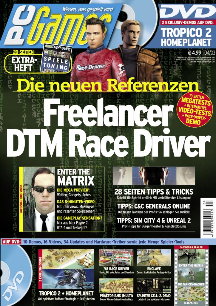 [10/09/2009] PC Games Ausgabe 04/03 - Titelthema: Freelancer und DTM Race Driver