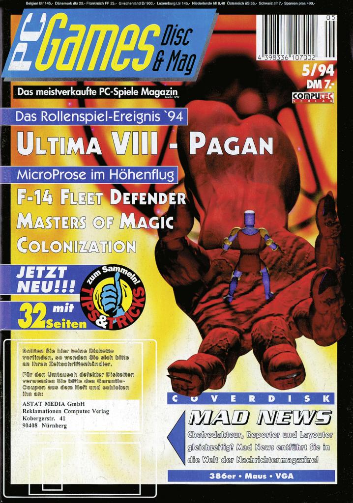 [09/09/2009] PC Games Ausgabe 05/94 - Titelthema: Ultima 8 - Pagan