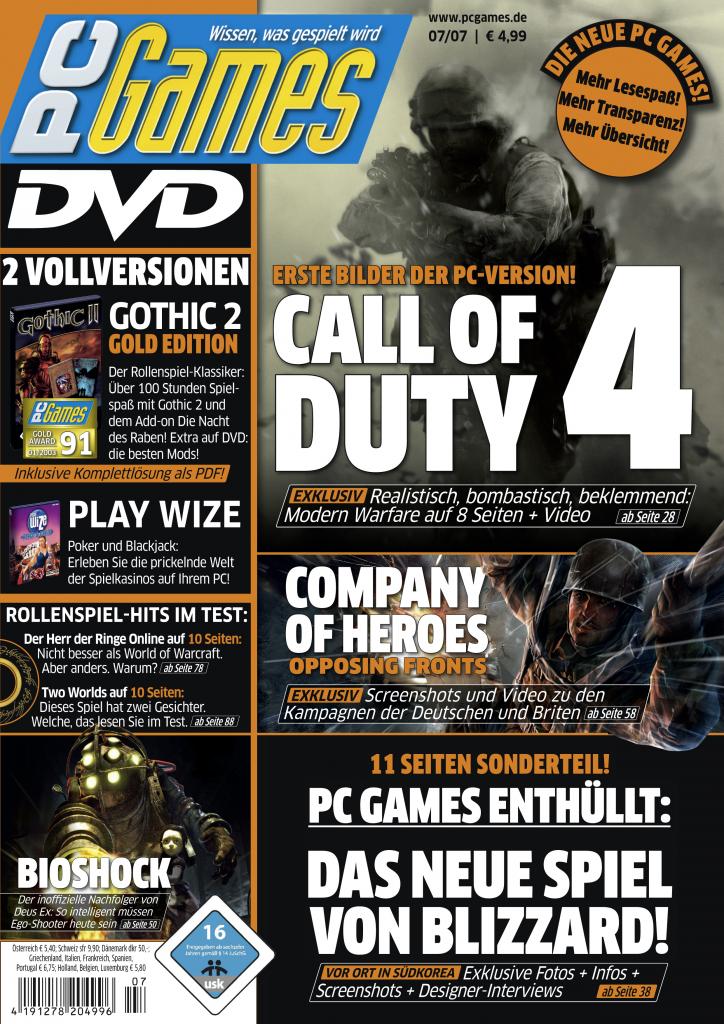 [10/09/2009] PC Games Ausgabe 07/07 - Titelthema: Call of Duty 4, Company of Heroes und Starcraft 2