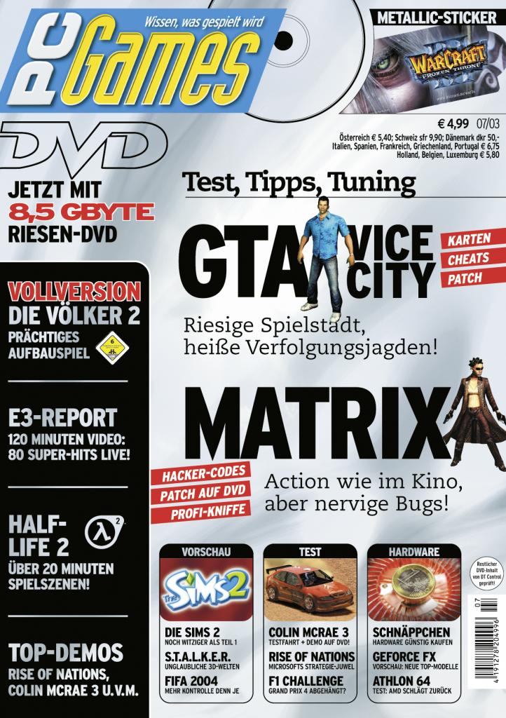[10/09/2009] PC Games Ausgabe 07/03 - Titelthema: GTA - Vice City und Matrix
