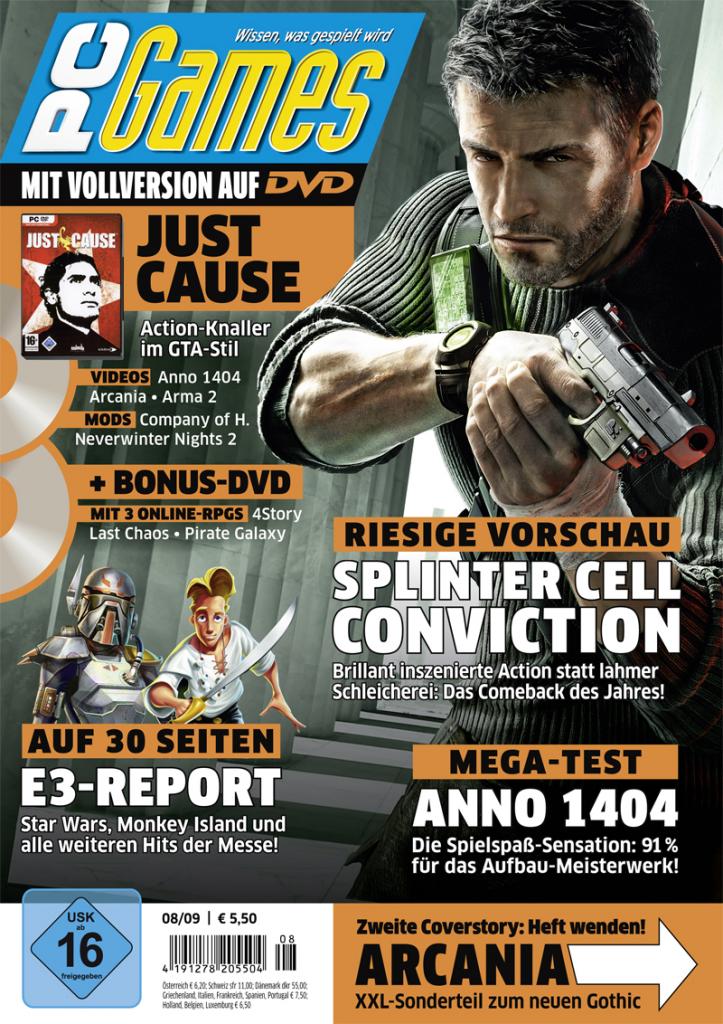 [10/09/2009] PC Games Ausgabe 08/09 - Titelthema: Splinter Cell - Conviction