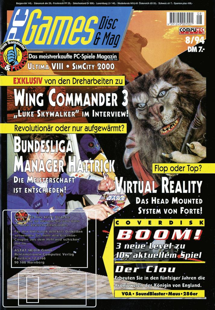 [09/09/2009] PC Games Ausgabe 08/94 - Titelthema: Wing Commander 3